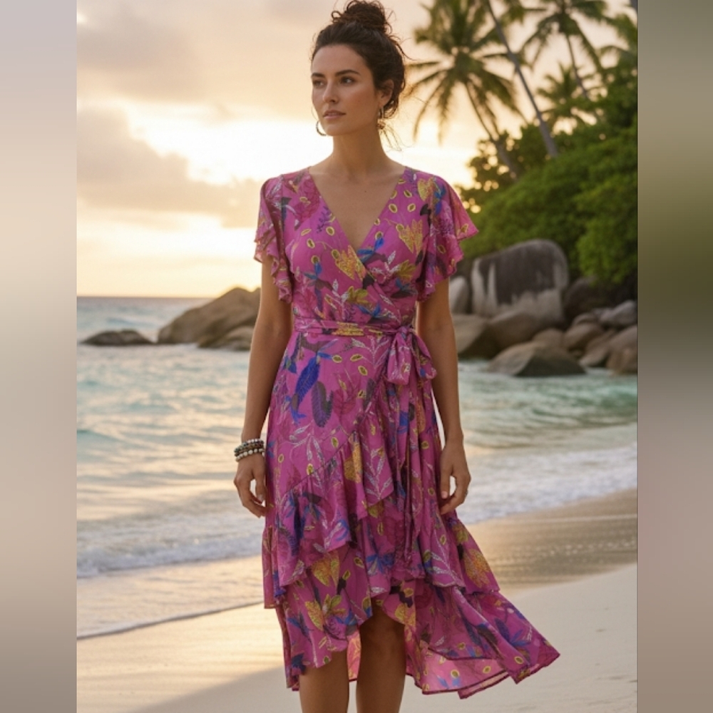 Tanya Taylor Dita silk wrap dress size 4